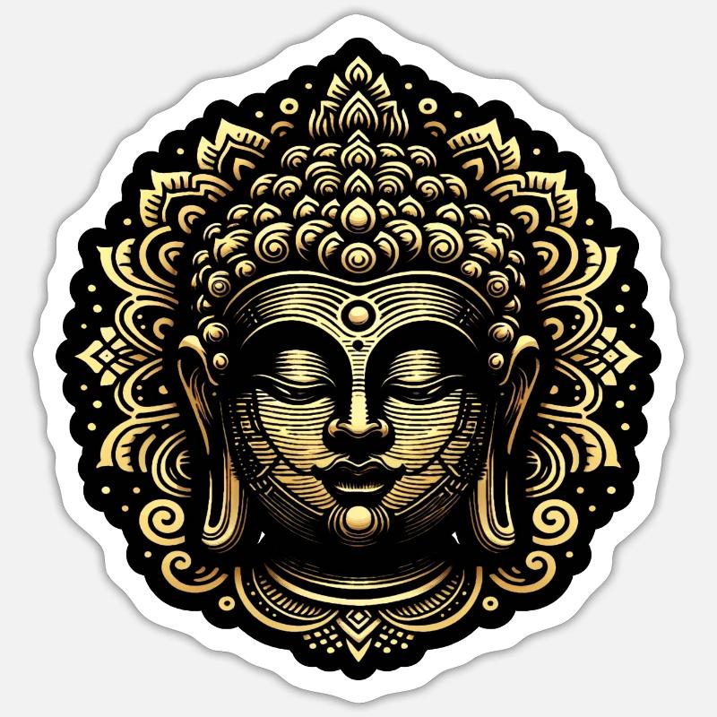 Méditation de Bouddha - Sticker taille S (10 x 10 cm) - blanc mat