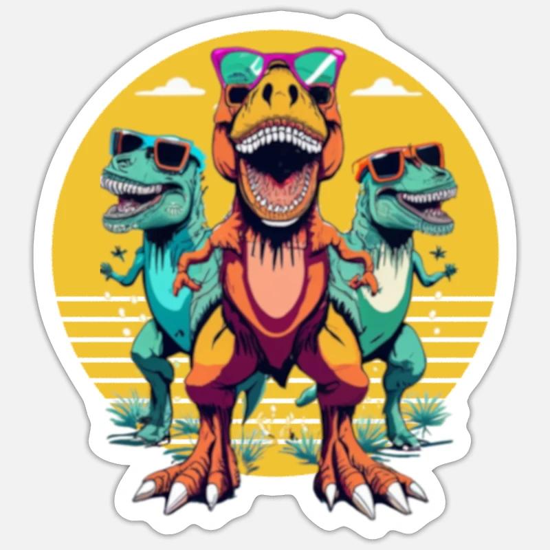 Screaming dinosaurs - Sticker size S (10 x 10 cm) - white matte