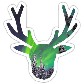 Polar Elch 2 Aurora - Sticker Größe S (10 x 10 cm) - Mattweiß - Vorne
