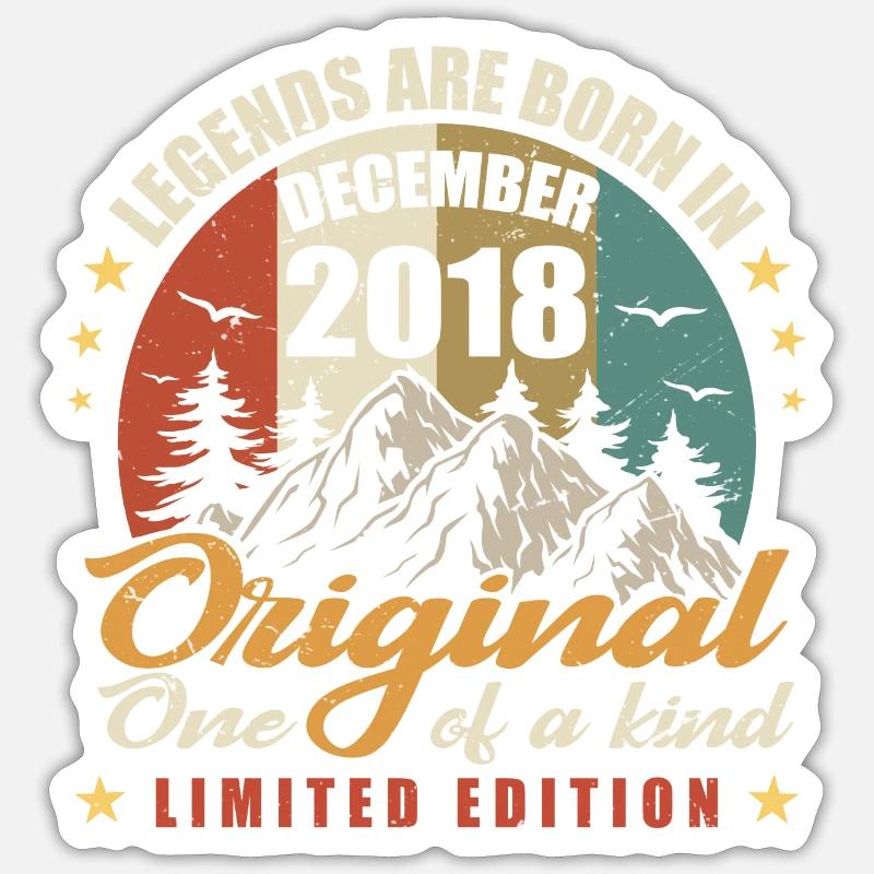 Légendes Sont Nées en Décembre 2018, Original 2018 - Sticker taille S (10 x 10 cm) - blanc mat