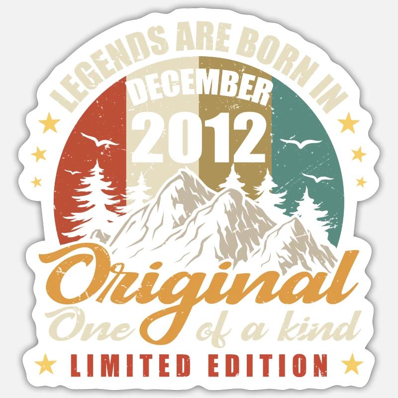 Légendes Sont Nées en Décembre 2012, Original 2012 - Sticker taille S (10 x 10 cm) - blanc mat