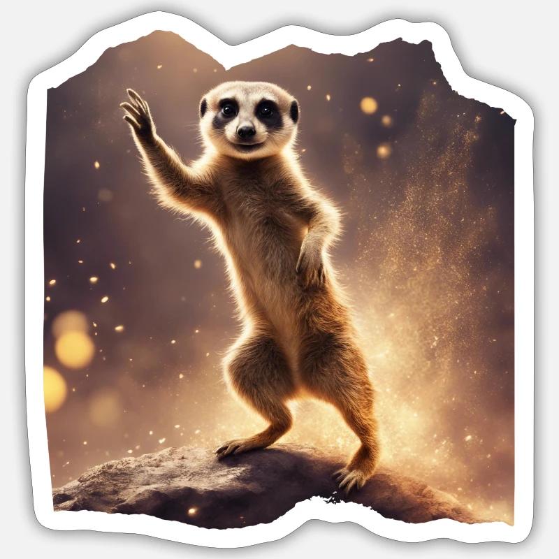 Tanzendes Erdmännchen in Glitzer - Sticker Größe S (10 x 10 cm) - Mattweiß
