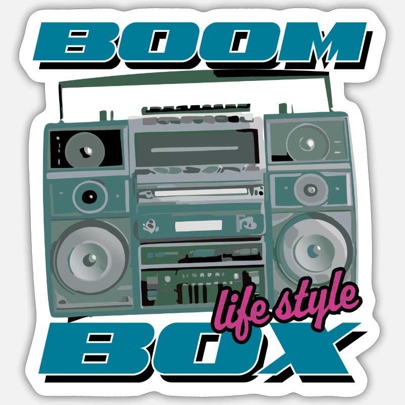 boom box - Sticker Größe S (10 x 10 cm) - Mattweiß