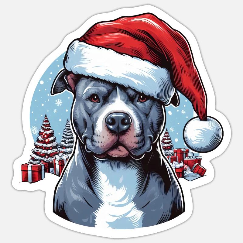 Pitbull Weihnachtsgeschenke Sticker Größe S (10 x 10 cm)