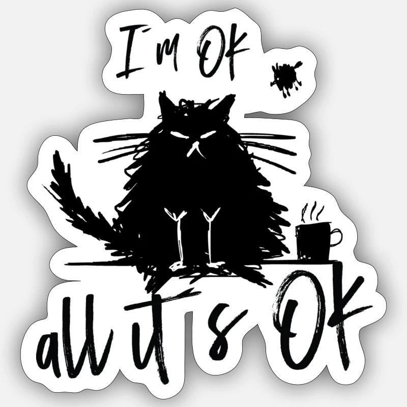 Chat drôle drôle - Sticker taille S (10 x 10 cm) - blanc mat