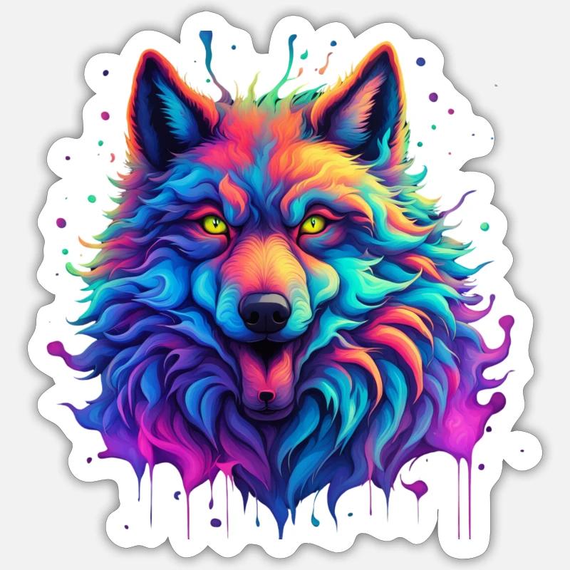 Pop Art Wolf - Sticker size S (10 x 10 cm) - white matte
