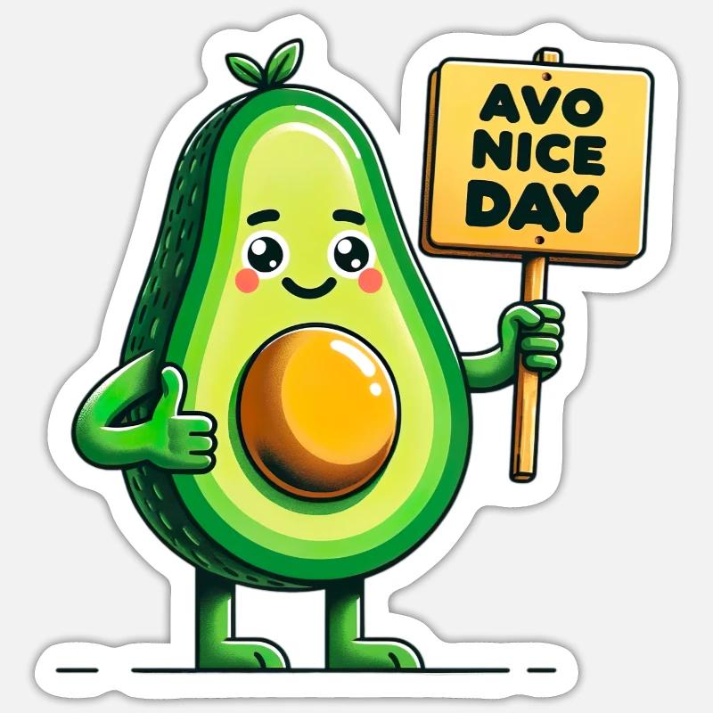 Fröhliche Avocado mit positiver Botschaft Zeichen Sticker Größe S (10 x 10 cm)