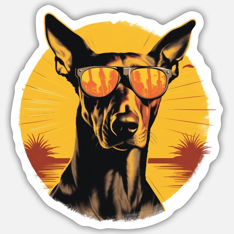 Doberman 2 Sticker taille S (10 x 10 cm)