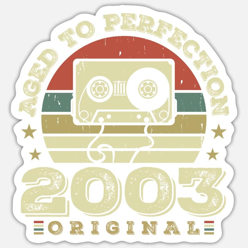 Idée Cadeau Anniversaire Vintage Original 2003 - Sticker taille S (10 x 10 cm) - blanc mat