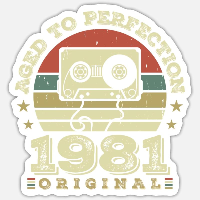 Original Vintage Jubiläumsgeschenkidee 1981 Sticker Größe S (10 x 10 cm)