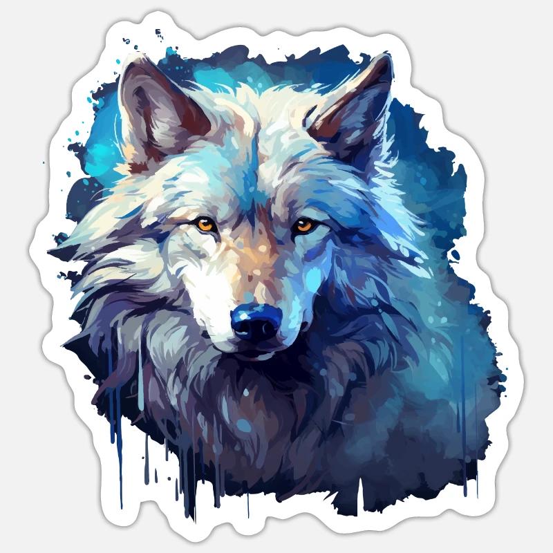 Geschenk Wikinger Wolf Krafttier Schamane Odin Sticker Größe S (10 x 10 cm)