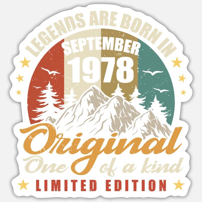 Légendes Sont Nées en Septembre 1978,Original 1978 - Sticker taille S (10 x 10 cm) - blanc mat