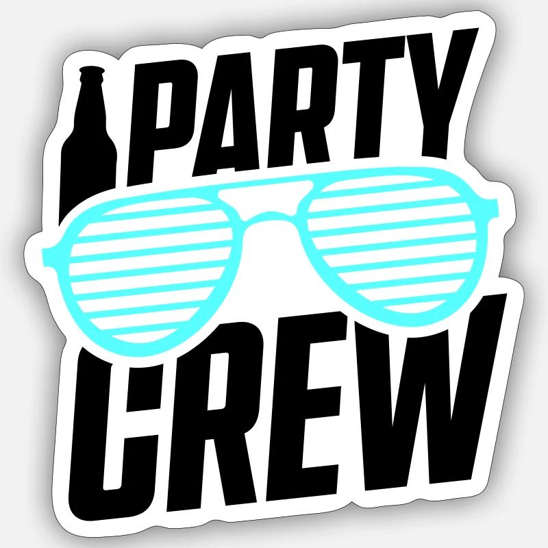 party crew - Sticker Größe S (10 x 10 cm) - Mattweiß