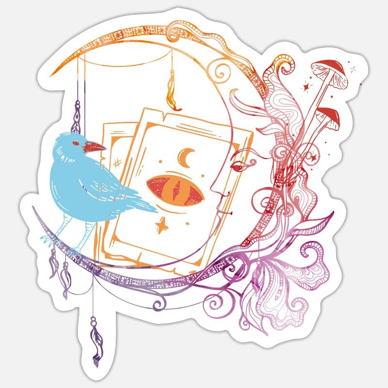Mystischer blauer Spatz - Sticker Größe S (10 x 10 cm) - Mattweiß