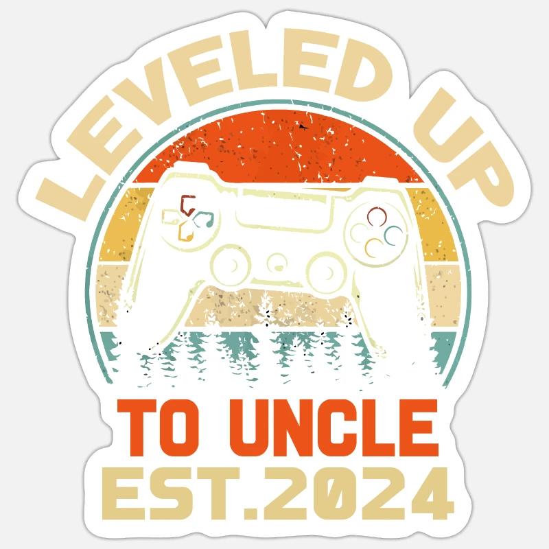leveled up to uncle Est 2024 First Time Uncle Sticker taille S (10 x 10 cm)