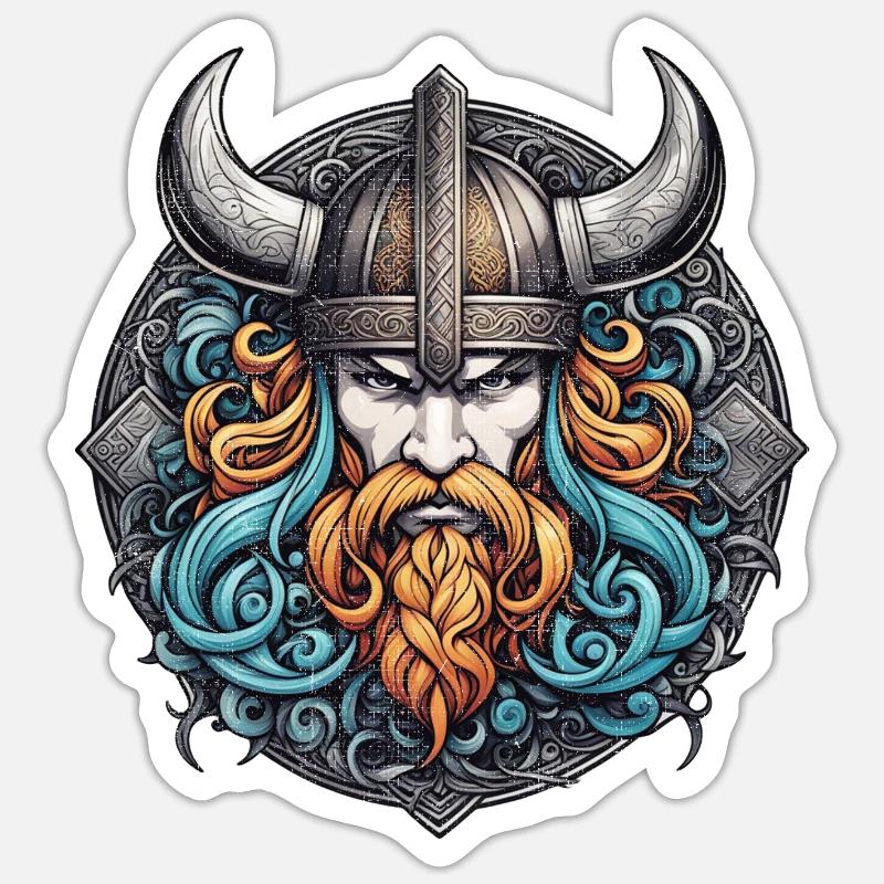 viking odin thor valhalla - Sticker taille S (10 x 10 cm) - blanc mat