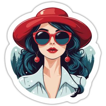Girl Christmas Illustration - Sticker size S (10 x 10 cm) - white matte - Front