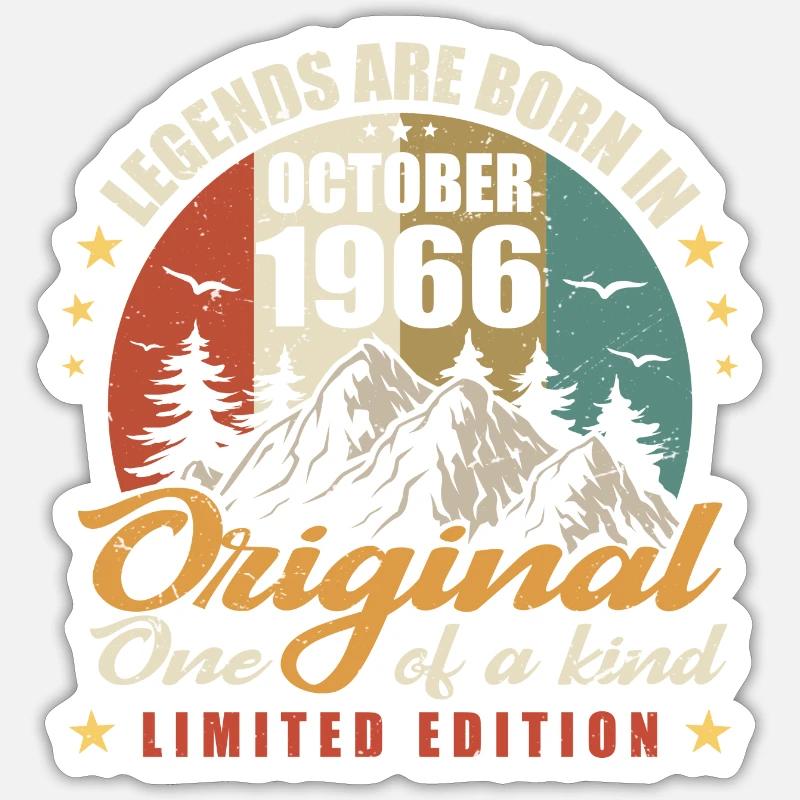 Légendes Sont Nées en Octobre 1966, Original 1966 - Sticker taille S (10 x 10 cm) - blanc mat