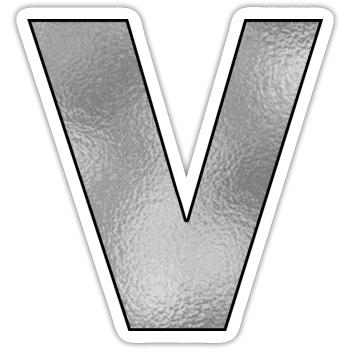 Lettre V Argent - Sticker taille S (10 x 10 cm) - blanc mat - Devant