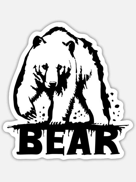 Bären-Pawing [Schwarz] - Sticker Größe S (10 x 10 cm) - Mattweiß