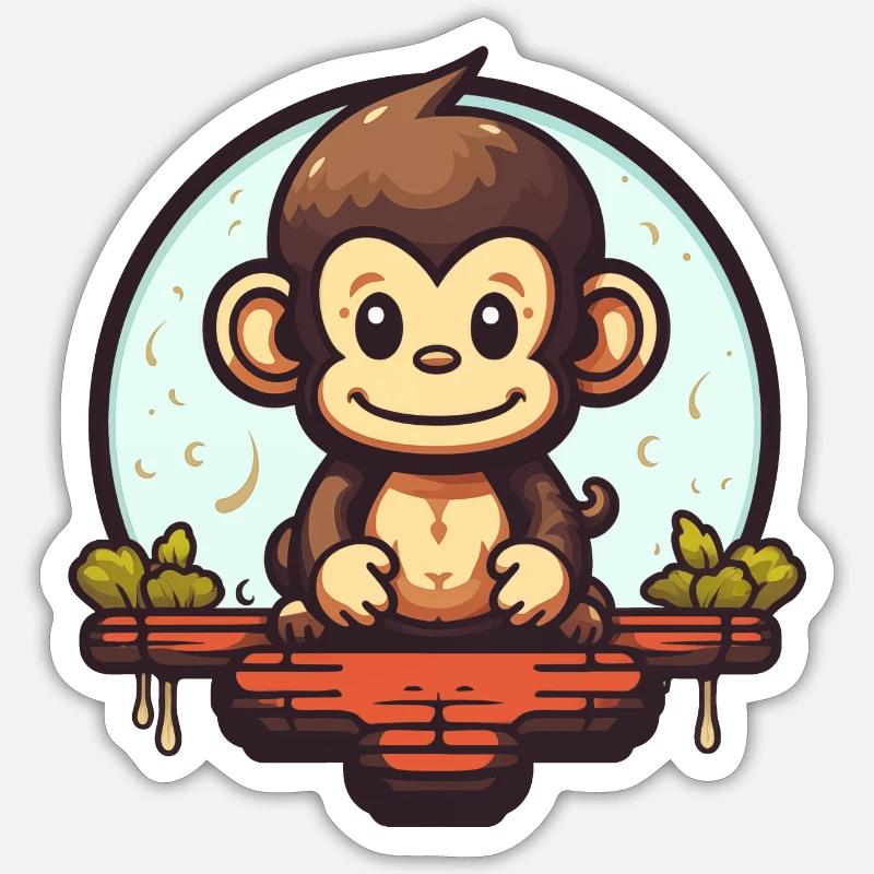 Affe - Sticker Größe S (10 x 10 cm) - Mattweiß