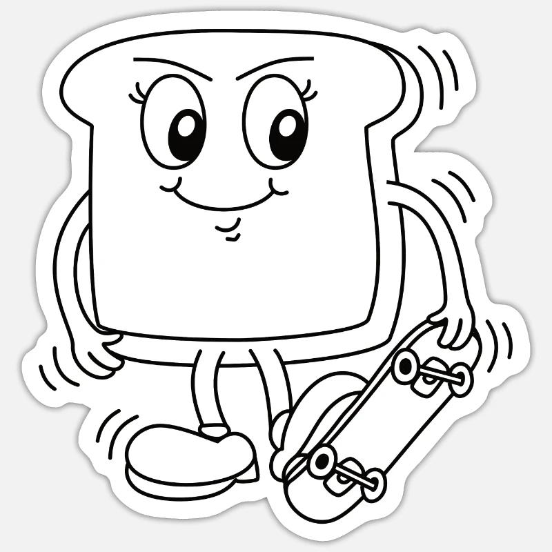 Toast mit Skateboard Sticker Größe S (10 x 10 cm)