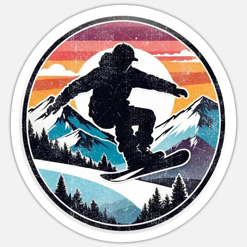 snowboard neige et ski - Sticker taille S (10 x 10 cm) - blanc mat