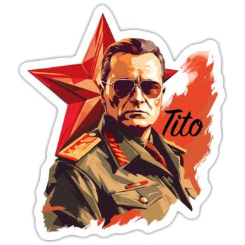 Marsal J.B.Tito Shirt, must have für Nostalgiker! - Sticker Größe S (10 x 10 cm) - Mattweiß - Vorne