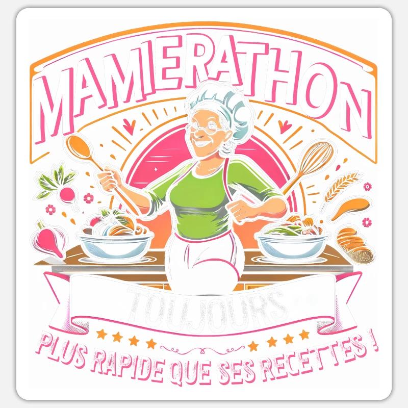 Mamierathon toujours plus rapide que ses recettes - Sticker taille S (10 x 10 cm) - blanc mat