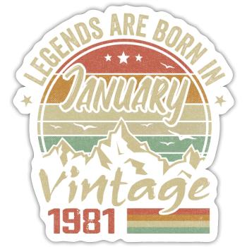 Die Legenden wurden im Januar 1981 - 1981 geboren - Sticker Größe S (10 x 10 cm) - Mattweiß - Vorne