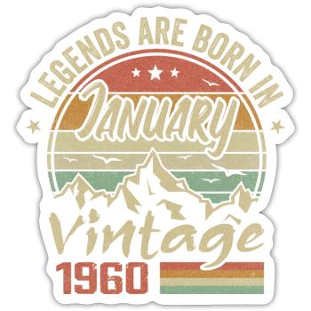 Die Legenden wurden im Januar 1960 - 1960 geboren - Sticker Größe S (10 x 10 cm) - Mattweiß - Vorne
