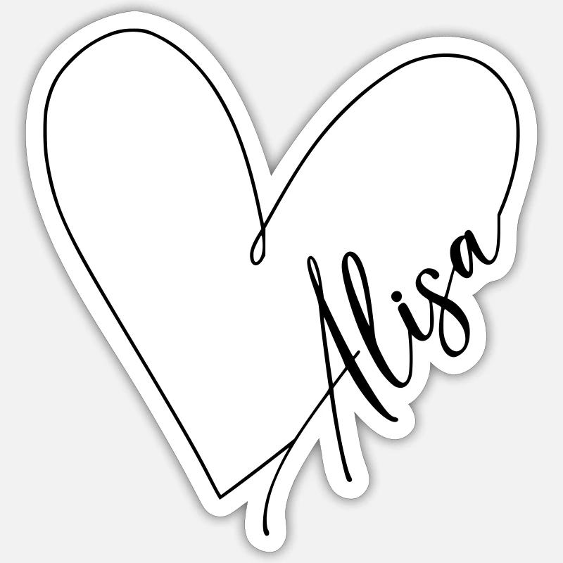 Alisa Name Heart Line - Sticker size S (10 x 10 cm) - white matte