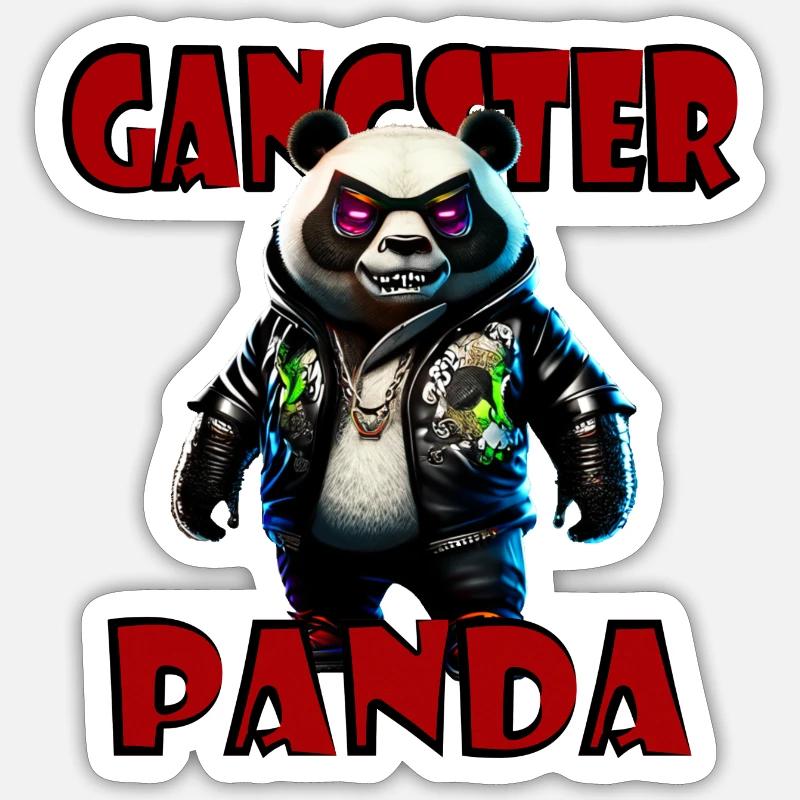 GangsterPanda - Sticker Größe S (10 x 10 cm) - Mattweiß
