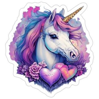 Unicorn Head - Sticker size S (10 x 10 cm) - white matte - Front