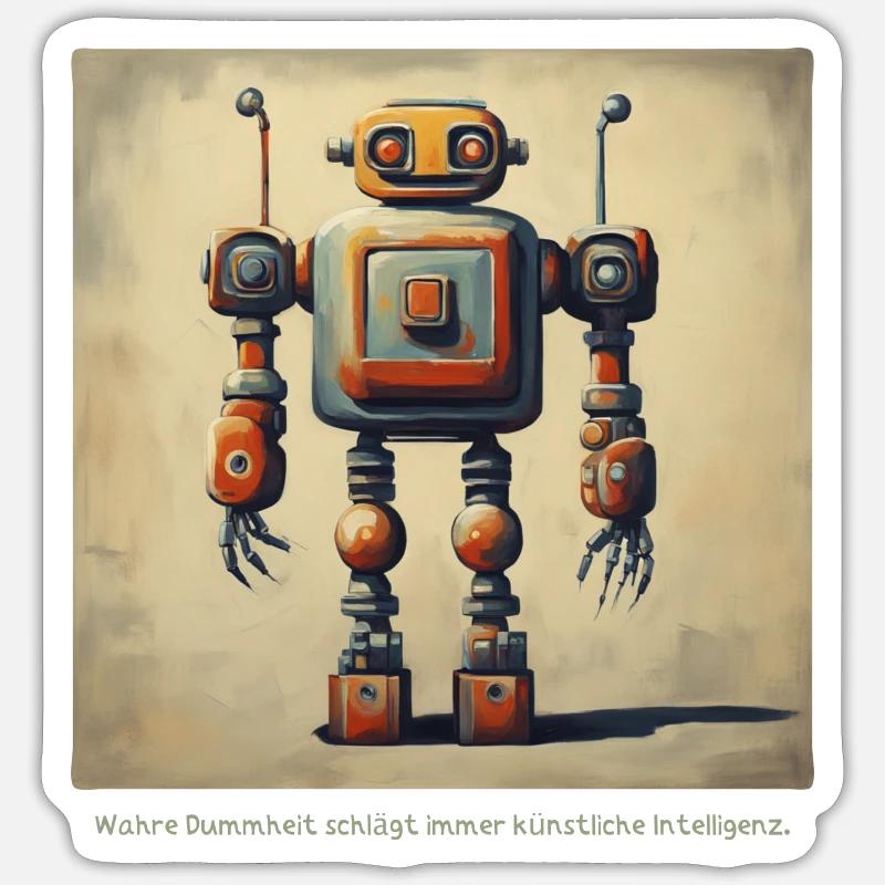 spruch statement roboter intelligenz retro nerd lo Sticker Größe S (10 x 10 cm)
