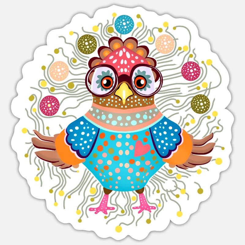 Jonglier-Eule - Sticker Größe S (10 x 10 cm) - Mattweiß