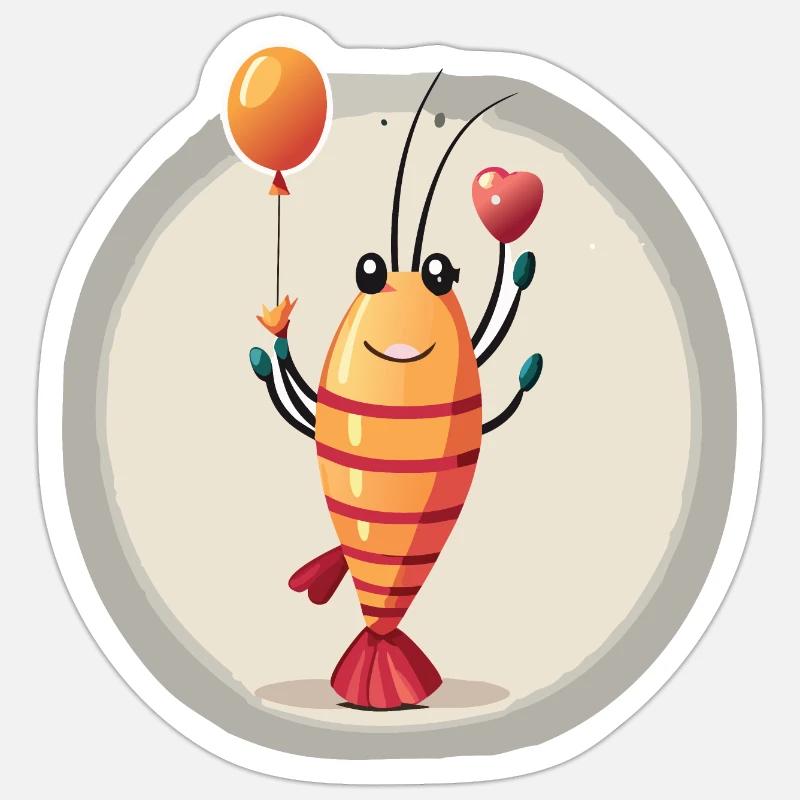 shrimp - Sticker size S (10 x 10 cm) - white matte