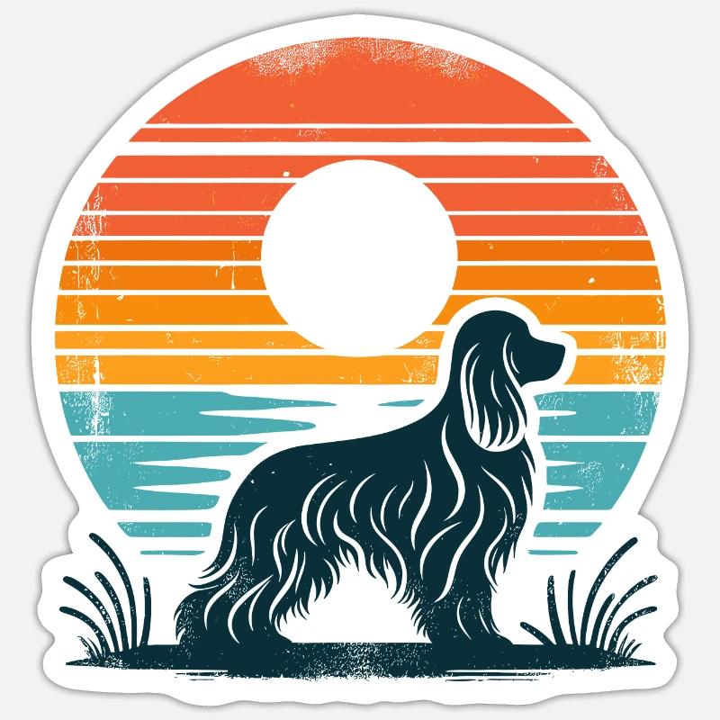 Cocker Spaniel Vintage Sunset Sticker Größe S (10 x 10 cm)