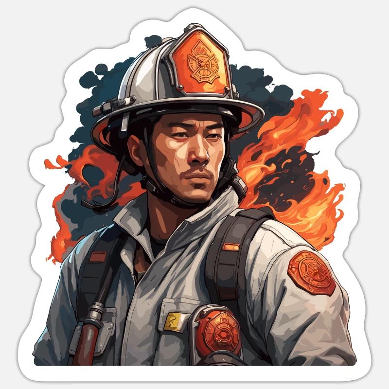 Firefighter / Fire / Fire / Extinguish / Hero - Sticker size S (10 x 10 cm) - white matte