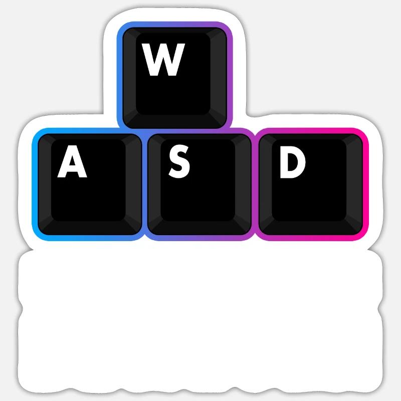 WASD - Dinge die mich bewegen - Gaming PC Keyboard - Sticker Größe S (10 x 10 cm) - Mattweiß