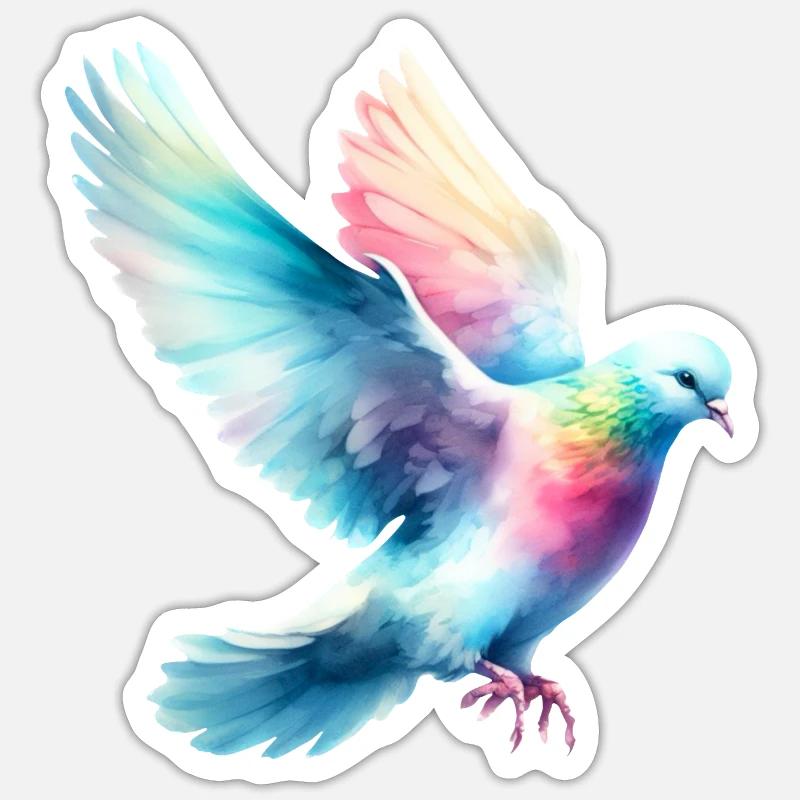 Rainbow Flight: Flying Dove - Sticker size S (10 x 10 cm) - white matte