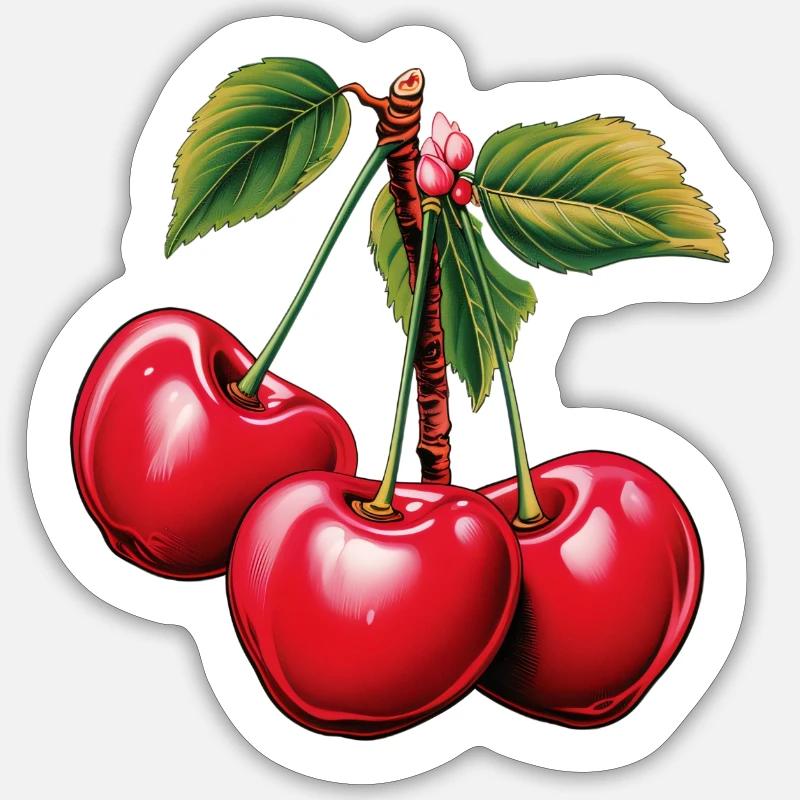 Cherry Triplets - Sticker size S (10 x 10 cm) - white matte