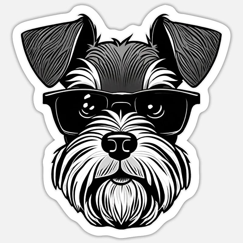 Chien schnauzer cool avec lunettes de soleil Sticker taille S (10 x 10 cm)