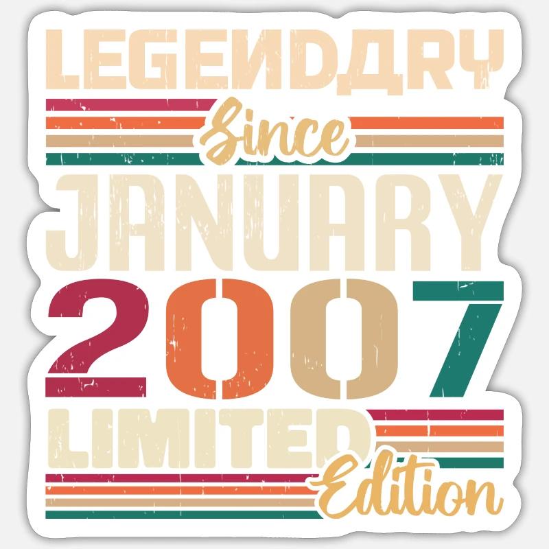 Geburtstagsgeschenk Geboren Im Januar 2007 - 2007 - Sticker Größe S (10 x 10 cm) - Mattweiß