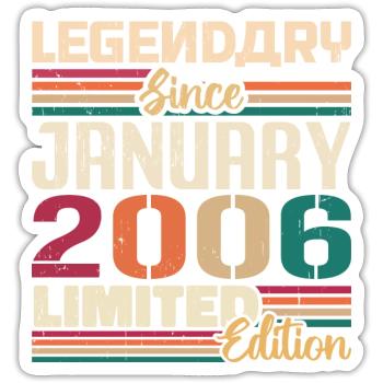 Birthday Gift Born in January 2006 - 2006 - Sticker size S (10 x 10 cm) - white matte - Front