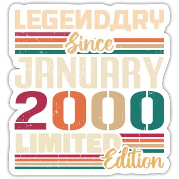 Geburtstagsgeschenk Geboren Im Januar 2000 - 2000 - Sticker Größe S (10 x 10 cm) - Mattweiß - Vorne