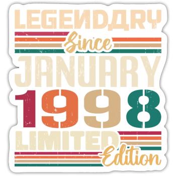 Geburtstagsgeschenk Geboren Im Januar 1998 - 1998 - Sticker Größe S (10 x 10 cm) - Mattweiß - Vorne