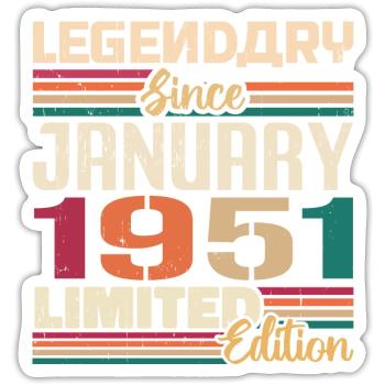 Geburtstagsgeschenk Geboren Im Januar 1951 - 1951 - Sticker Größe S (10 x 10 cm) - Mattweiß - Vorne
