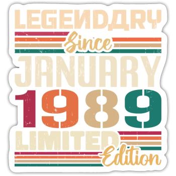 Birthday Gift Born In January 1989 - 1989 - Sticker size S (10 x 10 cm) - white matte - Front