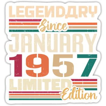 Geburtstagsgeschenk Geboren Im Januar 1957 - 1957 - Sticker Größe S (10 x 10 cm) - Mattweiß - Vorne